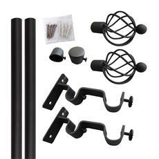 Set doble barra cortina 150 cm negro 19mm