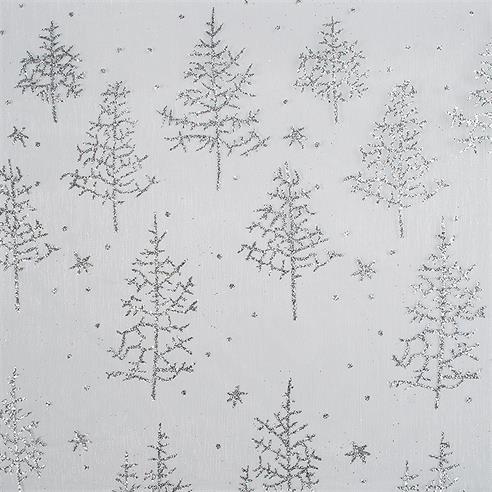 ORGANZA GLITTER "ARBOL" BLANCO/PLATEADO