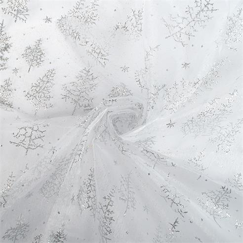 ORGANZA GLITTER "ARBOL" BLANCO/PLATEADO 2