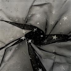 ORGANZA GLITTER "ESTRELLA 5 PUNTAS"  NEGRO/PLA