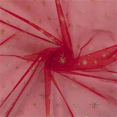 ORGANZA GLITTER "ESTELAR" ROJO/DORADO