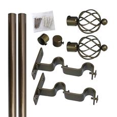 Set doble barra cortina 250 cm bronce 19mm