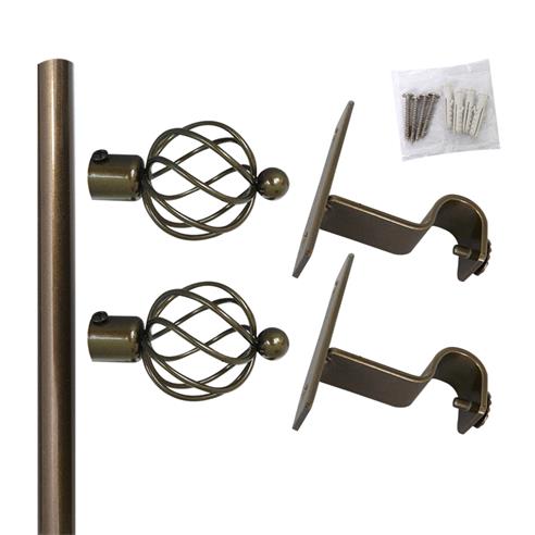 Set simple barra cortina 150 cm bronce 19mm 2