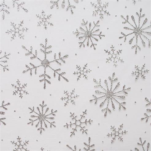 Organza glitter "copo nieve" plate/plateado