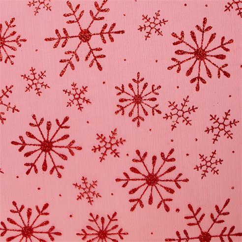 Organza glitter "copo nieve" rojo/rojo