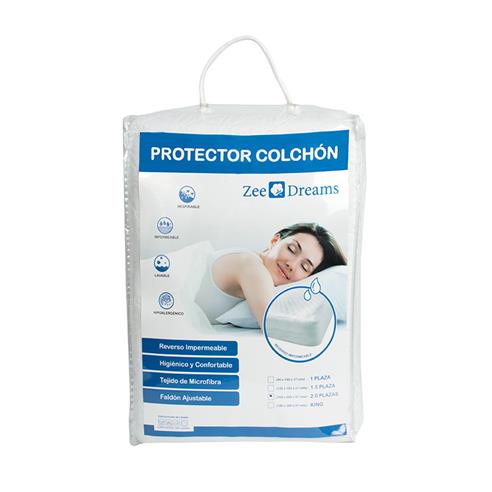 GENERICO Cubre Colchon 2 Plaza + 2 Fundas Protector Colchon 150x200 Crema