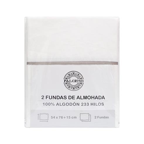 Par de fundas almohada blanco 100% alg. 233 hilos 54x76 cm