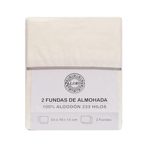 Par de fundas almohada marfil 100% alg. 233 hilos 54x76 cm