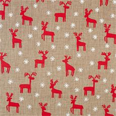 Lino navideño "504" color natural/rojo