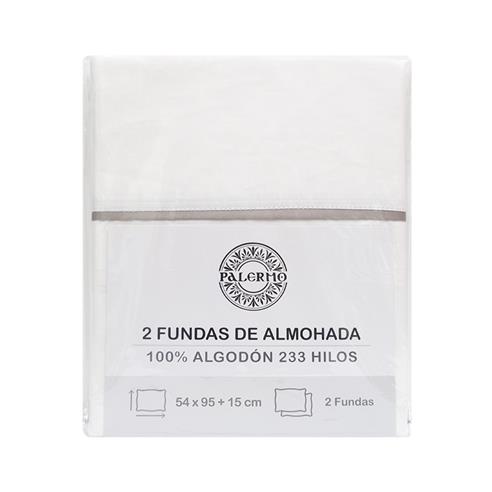 Par de fundas almohada blanco 100% alg. 233 hilos 54x95 cm