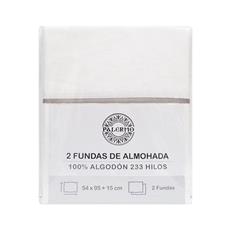 Par de fundas almohada blanco 100% alg. 233 hilos 54x95 cm