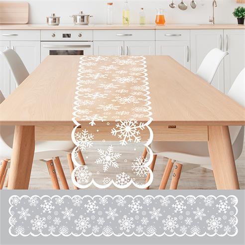 Camino de mesa encaje color blanco 33x190 cm. 2