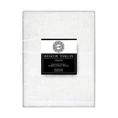 Set 2 toallas col. blanco 50x80+70x140-100c%algodon-440gr/m2