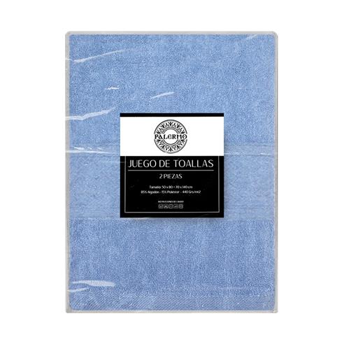 Set 2 toallas col. celeste 50x80+70x140-100c%algodon-440gr/m2
