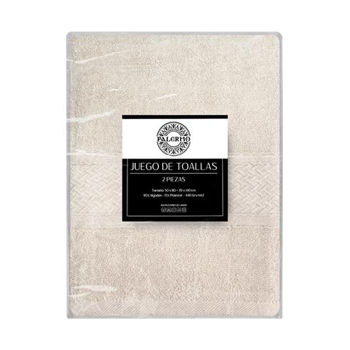 Set 2 toallas col. crema 50x80+70x140-100c%algodon-440gr/m2