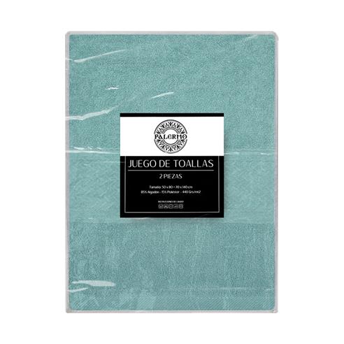 Set 2 toallas col. esmeralda 50x80+70x140-100c%algodon-440gr/m2