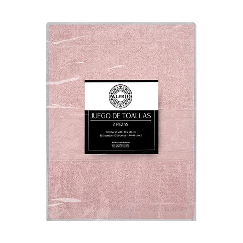 Set 2 toallas col. palo rosa 50x80+70x140-100c%algodon-440gr/m2