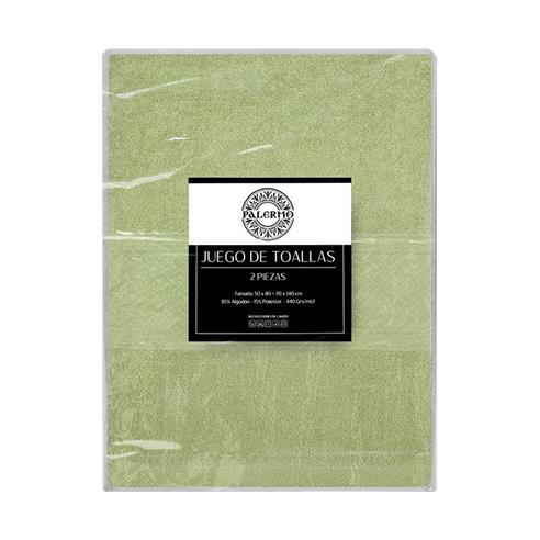 Set 2 toallas col. verde 50x80+70x140-100c%algodon-440gr/m2