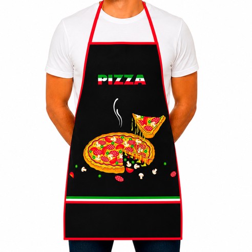 DELANTAL COCINA DIS. "PIZZA" NEGRO 2