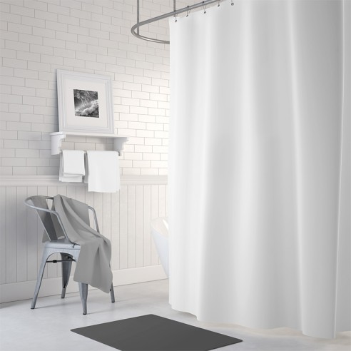 Cort. conf. baño lisa blanca 180x180