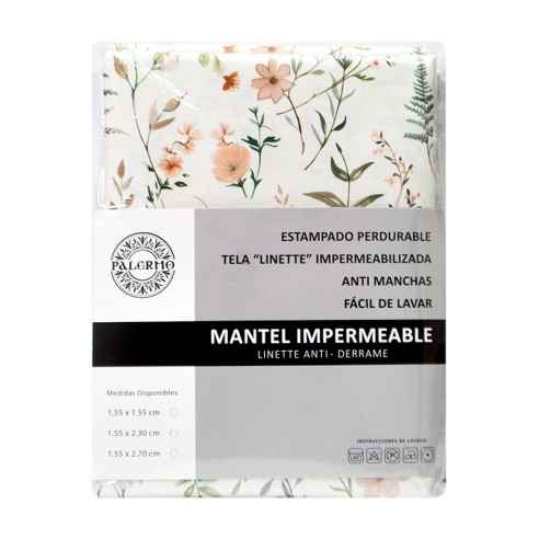 Mantel conf. linette rep. agua flowers 155x270cm